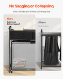 3 nodalījumu veļas šķirotājs, ripojošs veļas grozs ar 2 atvilktnēm, āķiem un riteņiem, organizators ar izvelkamiem ripojošiem maisiem un koka virsmu netīrajai veļai, piemērots vannasistabai