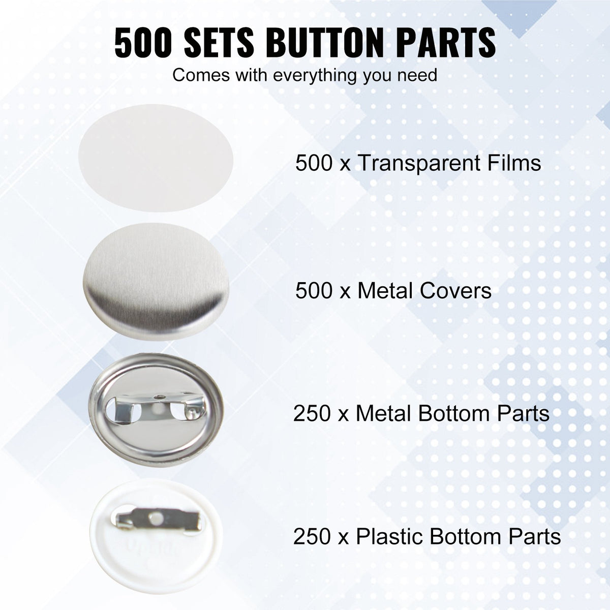 VEVOR 1" (25mm) Žetonu Sagataves Komplekti – 500 Gabali