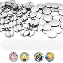 VEVOR nozīmīšu izgatavošanas komplekts, 200 komplekti, 32 mm, ar metāla aizmugurēm, metāla korpusiem, caurspīdīgām plēvēm un papīra sagatavēm