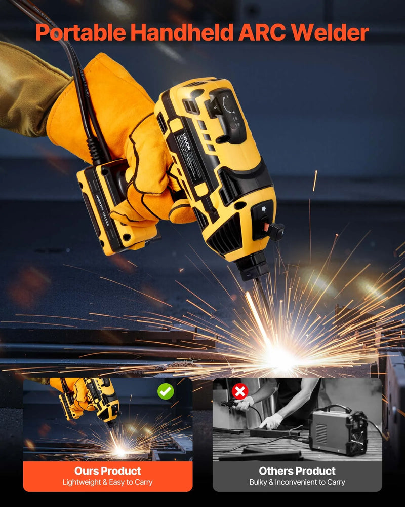 VEVOR Pārnēsājama Rokas Metināšanas Mašīna 20-120A ar 5 Līmeņu Strāvas Regulēšanu