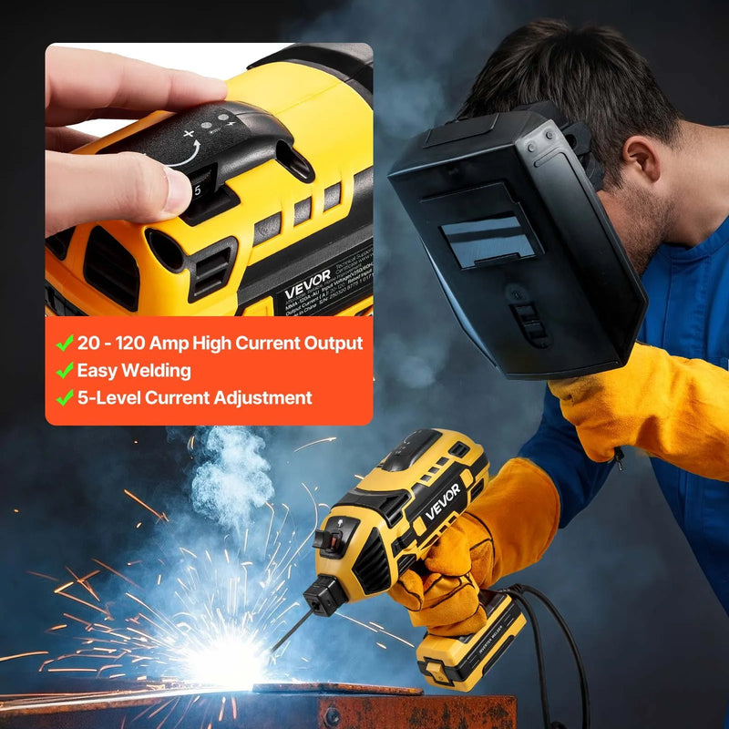 VEVOR Pārnēsājama Rokas Metināšanas Mašīna 20-120A ar 5 Līmeņu Strāvas Regulēšanu