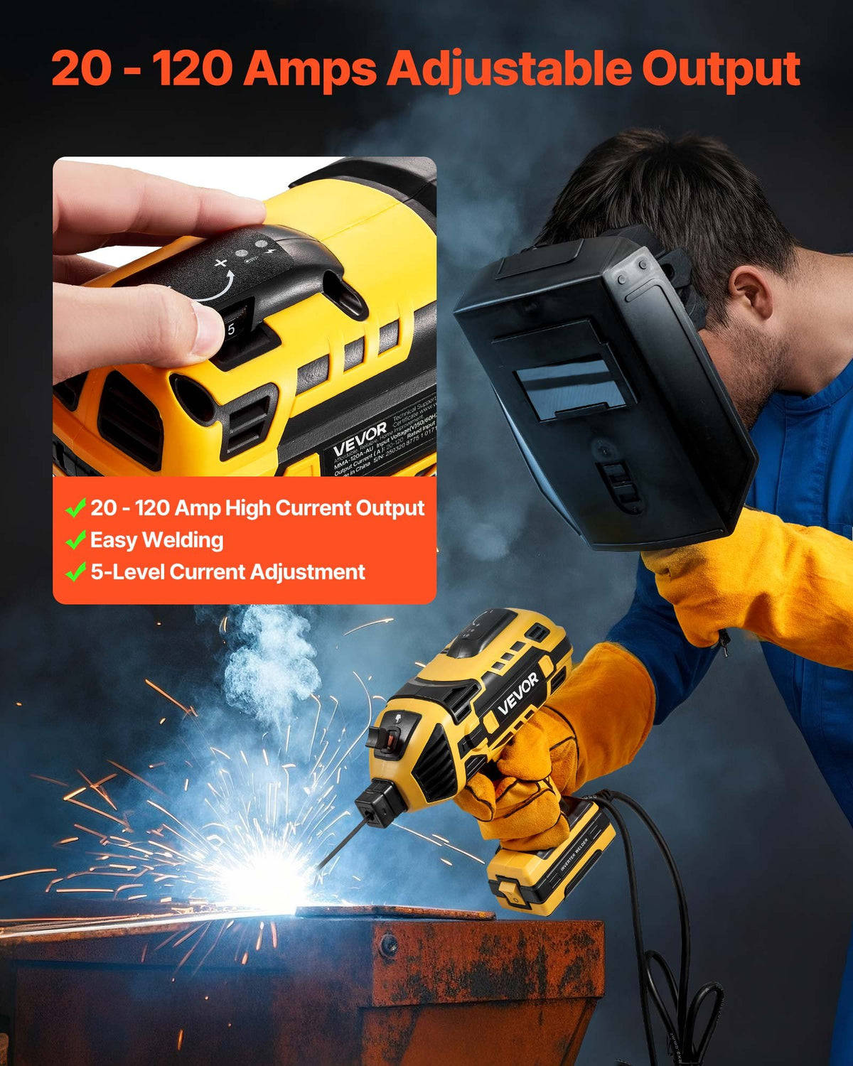 VEVOR Portable Handheld Welding Machine 20–120 A with 5-Level Current Control