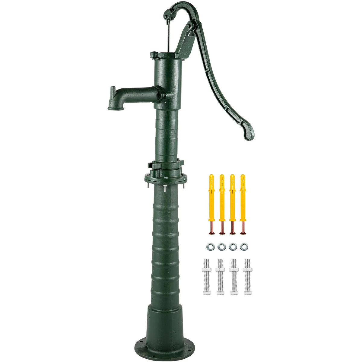 VEVOR Hand Well Water Pump with Cast Iron Stand, Pump Dimensions 40 × 23.9 × 131 cm, Stand Height 66 cm with Pre-drilled 12.7 mm Mounting Holes, Easy Installation, Suitable for Yard, Garden and Farm Watering, Green