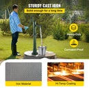 VEVOR rokas akas ūdens sūknis ar statīvu no čuguna, sūkņa izmēri 40 × 23,9 × 131 cm, statīva augstums 66 cm ar iepriekš izurbtiem 12,7 mm montāžas caurumiem, vienkārša uzstādīšana, piemērots pagalmam, dārzam un saimniecības apūdeņošanai, zaļš