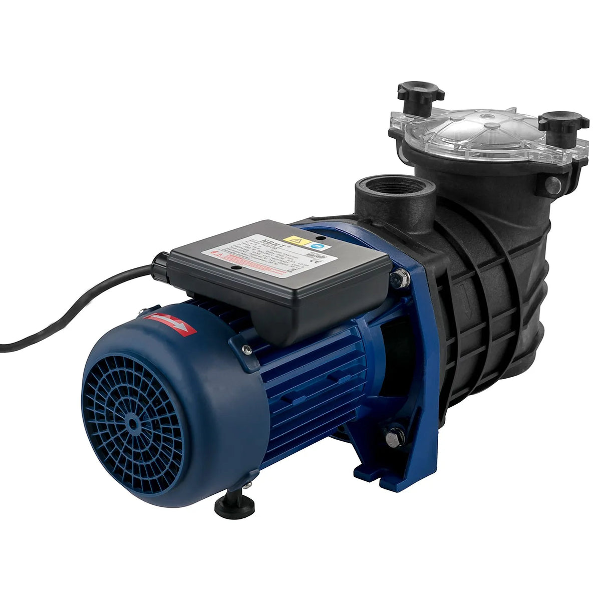 VEVOR Pool Pump 750 W, Flow up to 15,000 l/h, for Above-Ground and In-Ground Swimming Pools, with Strainer Basket, 50 mm Inlet/Outlet, Pool Filter Pump with 2 Connection Hoses