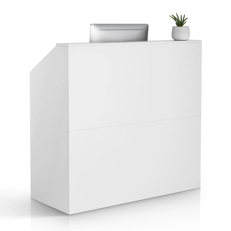 VEVOR reģistratūras lete, taisnstūra recepcijas galds, 118 × 50 × 111,5 cm, veikalam, salonam un birojam, balta