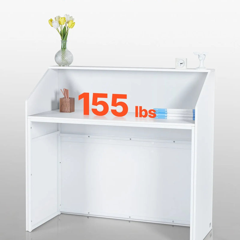VEVOR reģistratūras lete, taisnstūra recepcijas galds, 118 × 50 × 111,5 cm, veikalam, salonam un birojam, balta
