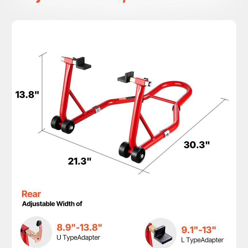 VEVOR motocikla aizmugurējais pacēlājs 385 kg, sarkans