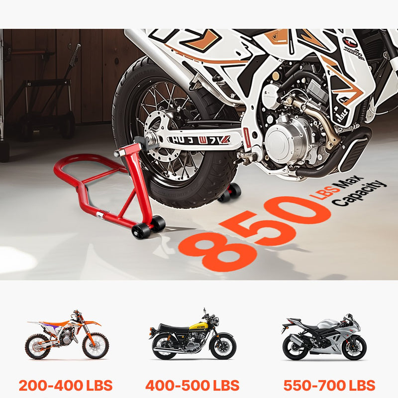 VEVOR motocikla aizmugurējais pacēlājs 385 kg, sarkans