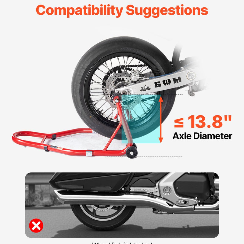 VEVOR motocikla aizmugurējais pacēlājs 385 kg, sarkans
