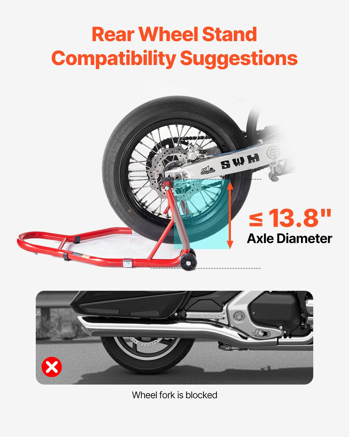VEVOR Motorcycle Rear Lift 385 kg, Red