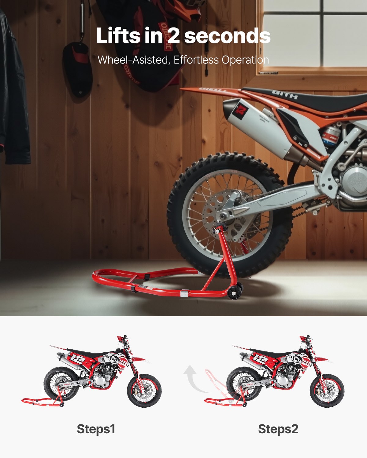 VEVOR Motorcycle Rear Lift 385 kg, Red