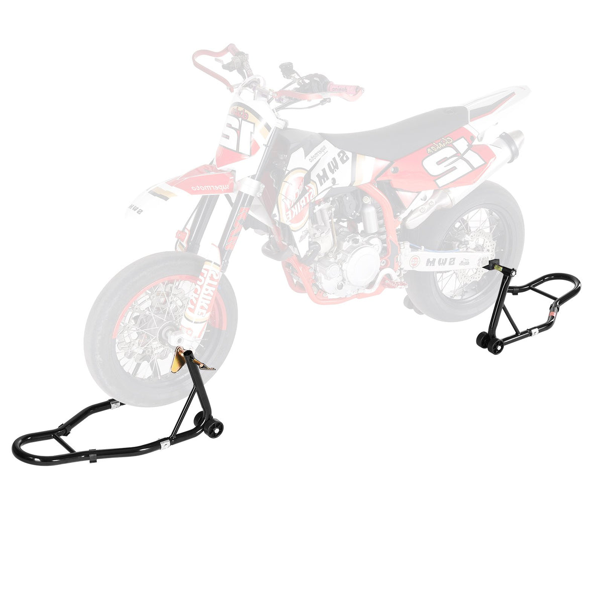 VEVOR Motorcycle Front and Rear Lift, 500 kg, Adjustable, with Wheels, Suitable for 165–351 mm Axles, Steel, Red