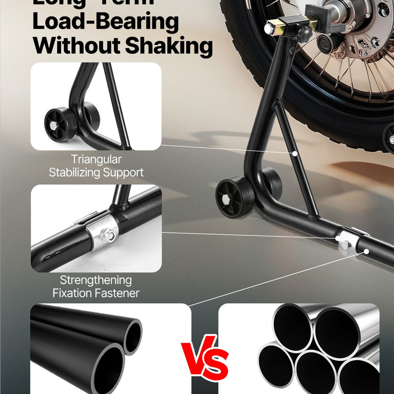 VEVOR motocikla priekšējais un aizmugurējais pacēlājs, 500 kg, regulējams, ar ritentiņiem, piemērots 165–351 mm riteņu asīm, tērauds, sarkans