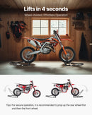 VEVOR motocikla priekšējais un aizmugurējais pacēlājs, 500 kg, regulējams, ar ritentiņiem, piemērots 165–351 mm riteņu asīm, tērauds, sarkans