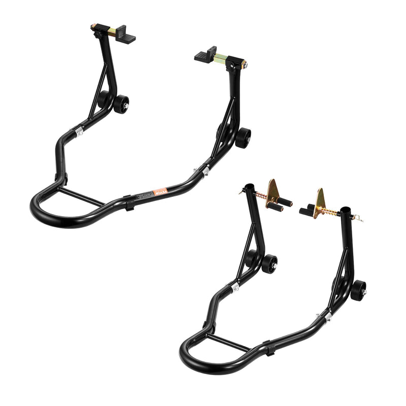 VEVOR motocikla priekšējais un aizmugurējais pacēlājs, 500 kg, regulējams, ar ritentiņiem, piemērots 165–351 mm riteņu asīm, tērauds, sarkans