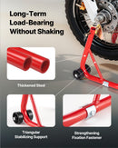 VEVOR motocikla priekšējais un aizmugurējais pacēlājs - 850 kg slodzes jauda, piemērots ķepiņu tipa (spool) un šūpoles tipa (swingarm) stiprinājumiem, sarkanā krāsā