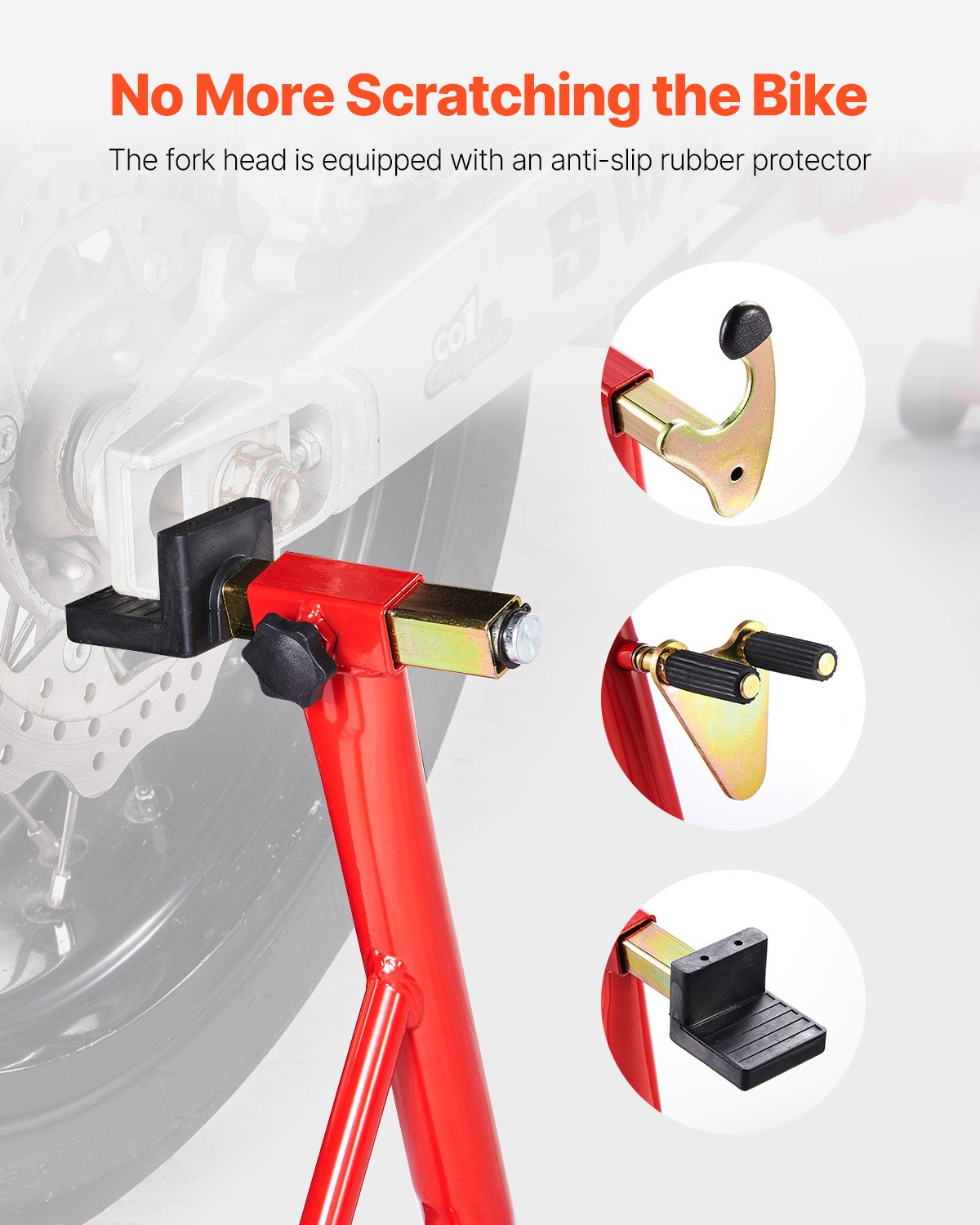 VEVOR Motorcycle Front and Rear Lift – 850 kg Load Capacity, Suitable for Spool and Swingarm Attachments, Red