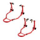 VEVOR motocikla priekšējais un aizmugurējais pacēlājs - 850 kg slodzes jauda, piemērots ķepiņu tipa (spool) un šūpoles tipa (swingarm) stiprinājumiem, sarkanā krāsā