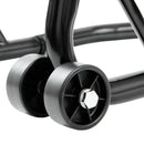 VEVOR motocikla statīvs priekšējā un aizmugurējā riteņa pacelšanai, 0,39 t, ar U+L dakšas atbalstu, saderīgs ar Yamaha, Honda, Kawasaki, Suzuki - melns