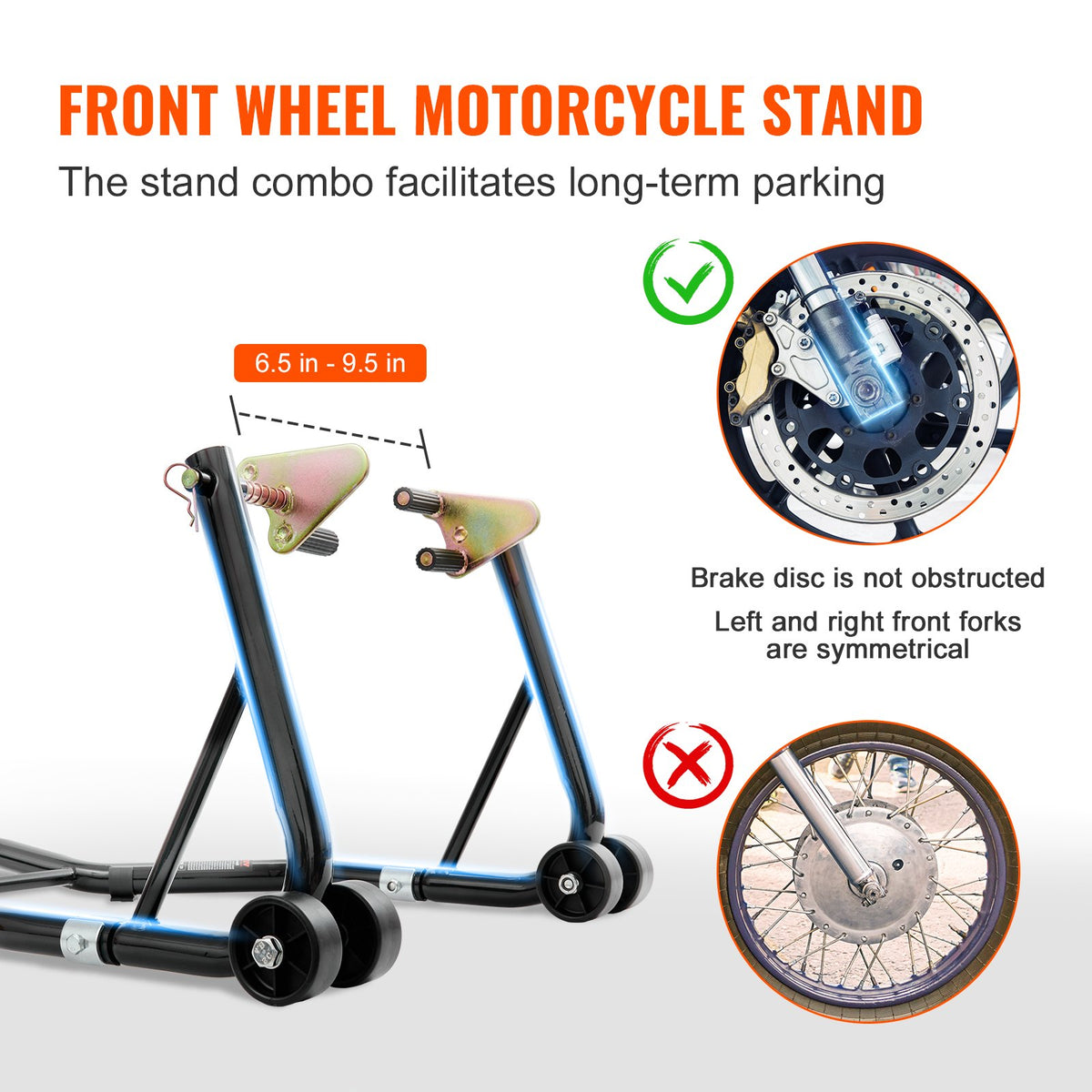 VEVOR Motorcycle Lift Stand for Front and Rear Wheel Lifting, 0.39 t, with U+L Fork Support, Compatible with Yamaha, Honda, Kawasaki, Suzuki – Black