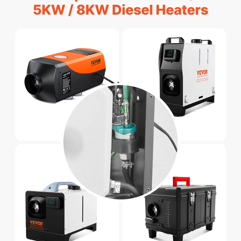 Dīzeļsildītāja degvielas sūknis 12 V, alumīnija dozēšanas sūknis ar 22 ml padevi, piemērots 2 kW, 5 kW un 8 kW dīzeļsildītājiem, klusa darbība ar impulsu tehnoloģiju