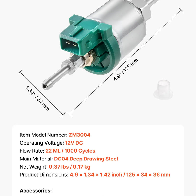 Dīzeļsildītāja degvielas sūknis 12 V, alumīnija dozēšanas sūknis ar 22 ml padevi, piemērots 2 kW, 5 kW un 8 kW dīzeļsildītājiem, klusa darbība ar impulsu tehnoloģiju