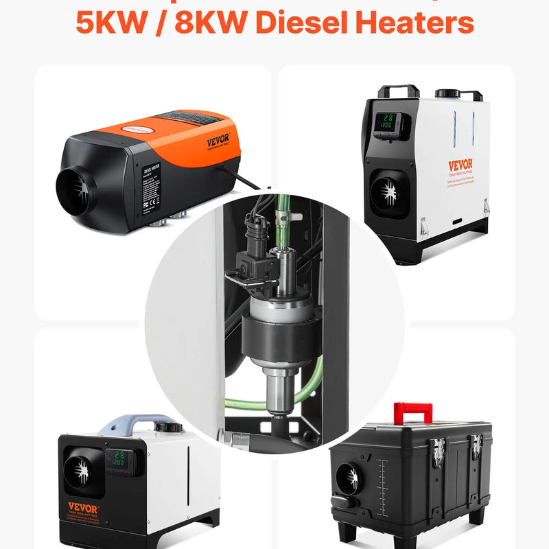 Dīzeļsildītāja degvielas sūknis 12/24 V, automašīnas gaisa sildītāja dozēšanas sūknis ar 22–32 ml padevi, piemērots 2 kW, 5 kW un 8 kW dīzeļsildītājiem, klusas darbības dizains ar impulsu tehnoloģiju - ZEMLETES.LV