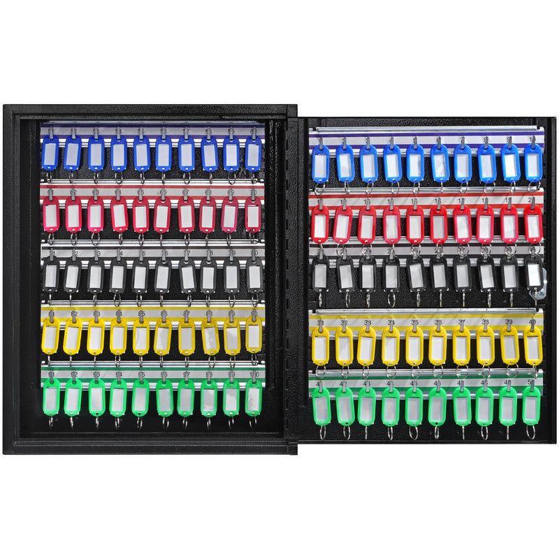 VEVOR atslēgu skapītis 100 atslēgām ar slēdzeni, regulējamiem āķiem un krāsainām birkām