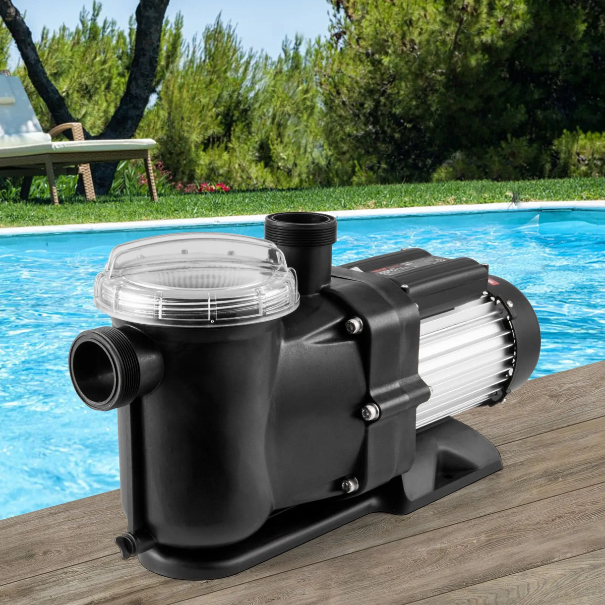 VEVOR Above Ground Pool Pump, 1118 W, Single Speed Mode, Maximum Flow 378 l/min, 220 V, 2850 RPM, Maximum Head 15 m, with Filter Basket, Suitable for Above Ground Pools, Hot Tubs and Spas, UL Certified