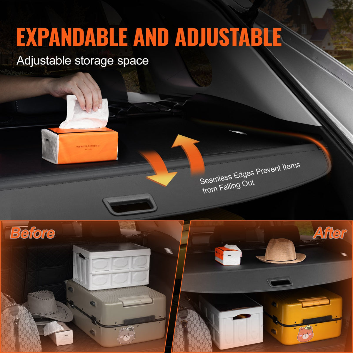 VEVOR Retractable Cargo Cover for Jeep Grand Cherokee 2nd Row 2022-2024 OEM Design