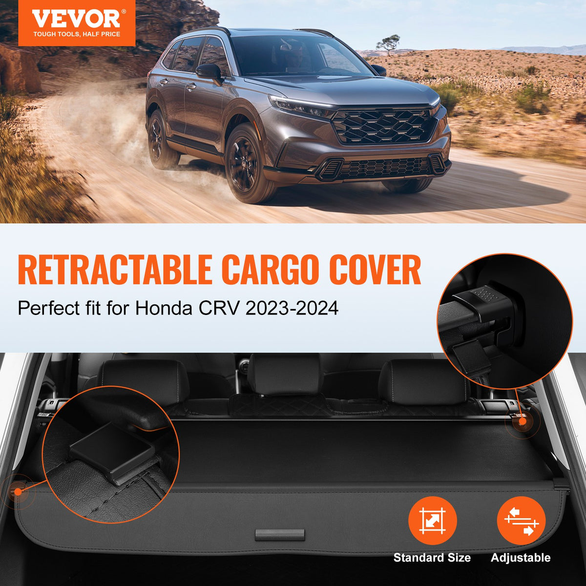 VEVOR Retractable Cargo Cover for Honda CR-V 2023–2024 Rear Trunk