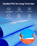 VEVOR ovāls baseina ieliktnis 375 × 610 cm UniBead sistēma 120 cm sienas augstumam, augstas kvalitātes vinils ar noplūdes remonta ielāpiem, paredzēts virszemes baseiniem ar tērauda sienām, zils