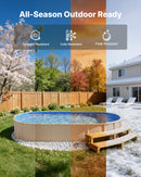 VEVOR ovāls baseina ieliktnis 375 × 732 cm UniBead sistēma 120 cm sienas augstumam, augstas kvalitātes vinils ar noplūdes remonta ielāpiem, paredzēts virszemes baseiniem ar tērauda sienām, zils