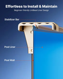 VEVOR ovāls baseina ieliktnis 375 × 732 cm UniBead sistēma 120 cm sienas augstumam, augstas kvalitātes vinils ar noplūdes remonta ielāpiem, paredzēts virszemes baseiniem ar tērauda sienām, zils