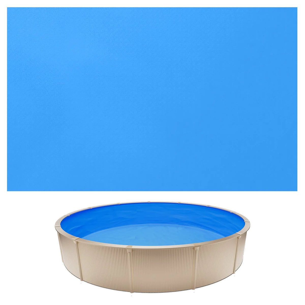 VEVOR apaļš baseina ieliktnis Ø365,7 cm pārlaiduma tipa 90 cm sienas augstumam, augstas kvalitātes vinils ar noplūdes remonta ielāpiem, paredzēts virszemes baseiniem ar tērauda sienām, zils - ZEMLETES.LV