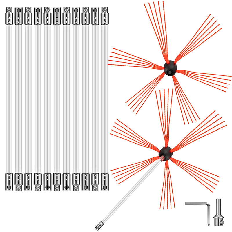 VEVOR Skursteņu tīrīšanas komplekts – 12 m skursteņa birste ar elastīgām stieņiem