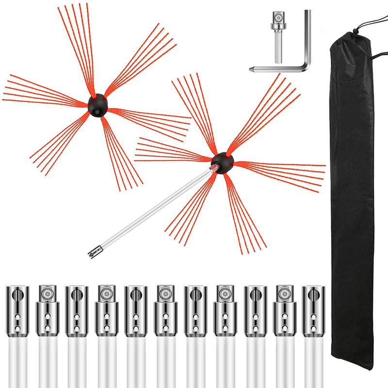 VEVOR Skursteņu tīrīšanas komplekts – 12 m skursteņa birste ar elastīgām stieņiem