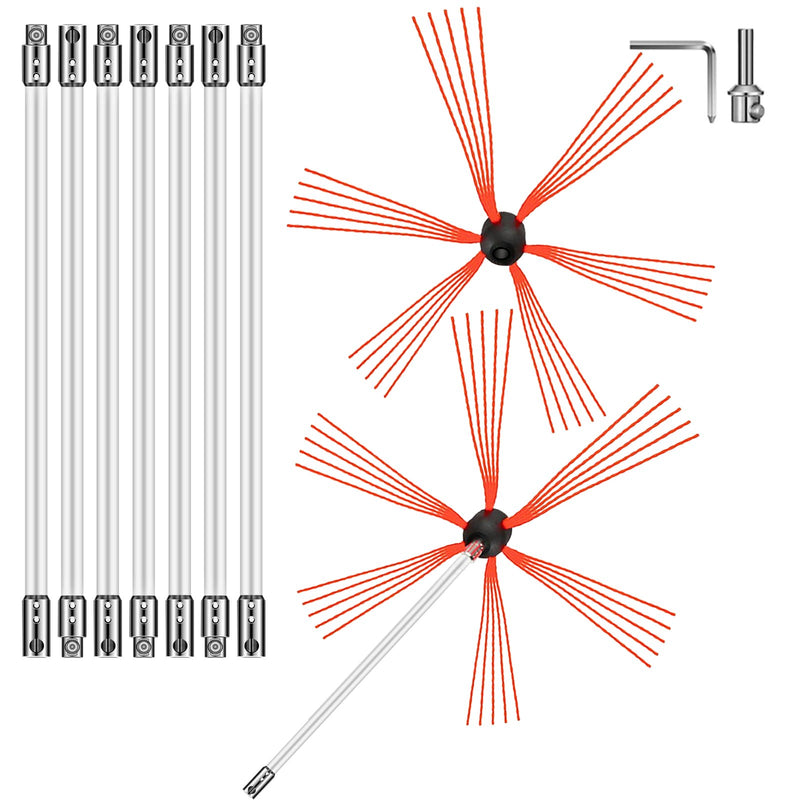 VEVOR Dūmvadu tīrīšanas komplekts - 8 m, elastīgas stieņi, piemērots dūmvada un dūmvada cauruļu tīrīšanai