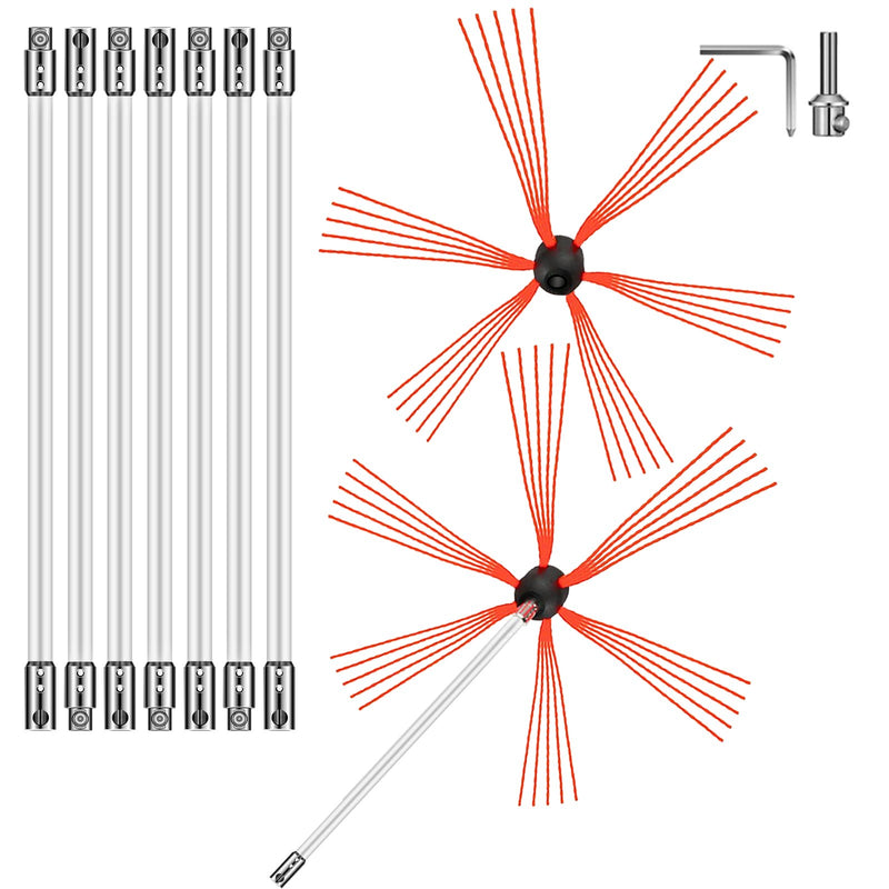 VEVOR Dūmvadu tīrīšanas komplekts – 8 m, elastīgas stieņi, piemērots dūmvada un dūmvada cauruļu tīrīšanai