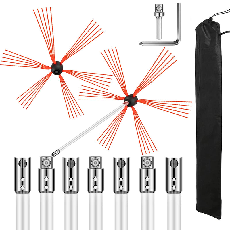 VEVOR Dūmvadu tīrīšanas komplekts – 8 m, elastīgas stieņi, piemērots dūmvada un dūmvada cauruļu tīrīšanai