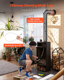 VEVOR skursteņu tīrīšanas komplekts, līdz 7 m pagarināma skursteņa birste, skursteņu tīrīšanas komplekts ar maināmiem sariem un aizsargbrillēm, 90° lokāms kamīna tīrīšanas instruments kvadrātveida un taisnstūrveida skursteņiem