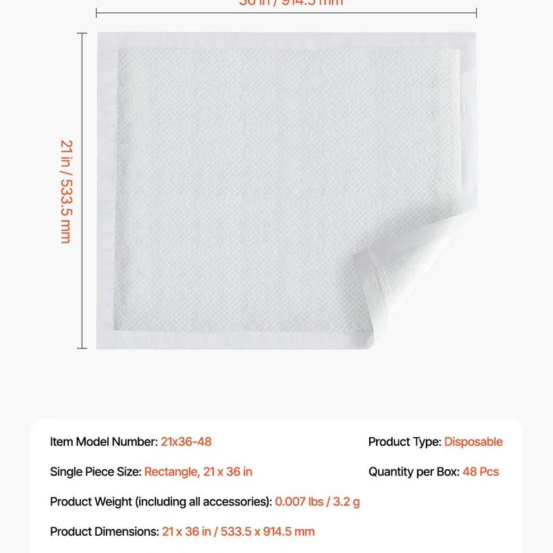 VEVOR vienreizlietojamie uzsūcošie paliktņi 533 × 914 mm, nesaturēšanas gultas paliktņi ar 5 slāņu aizsardzību, īpaši absorbējoši, piemēroti gultai, dīvānam un matracim, lietošanai mājdzīvniekiem, pieaugušajiem, bērniem un senioriem, 48 gab. - ZEMLETES.LV