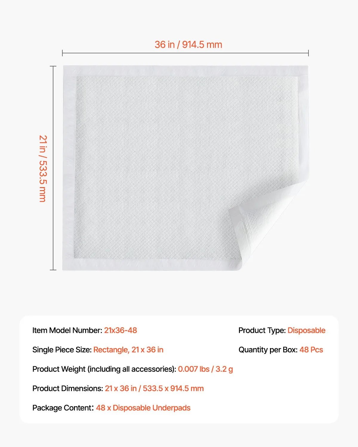VEVOR vienreizlietojamie uzsūcošie paliktņi 533 × 914 mm, nesaturēšanas gultas paliktņi ar 5 slāņu aizsardzību, īpaši absorbējoši, piemēroti gultai, dīvānam un matracim, lietošanai mājdzīvniekiem, pieaugušajiem, bērniem un senioriem, 48 gab. - ZEMLETES.LV
