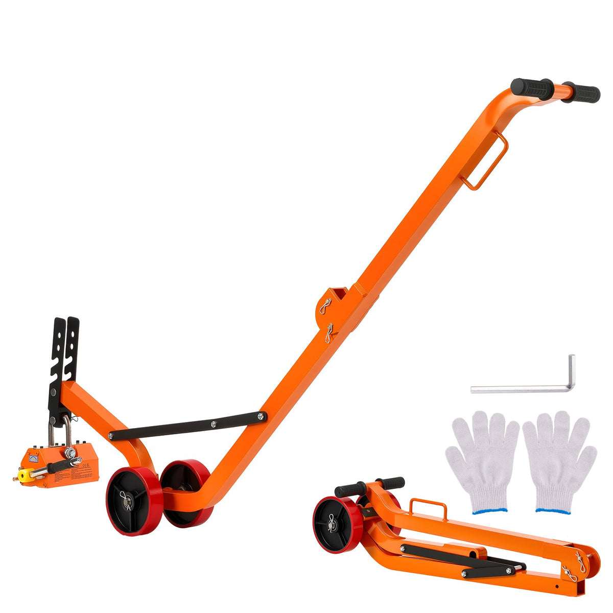 VEVOR Magnetic Manhole Cover Lifter with Wheels 600 kg, Steel Trolley with N42 Neodymium Magnet and Adjustable Handle for Manhole Cover Lifting