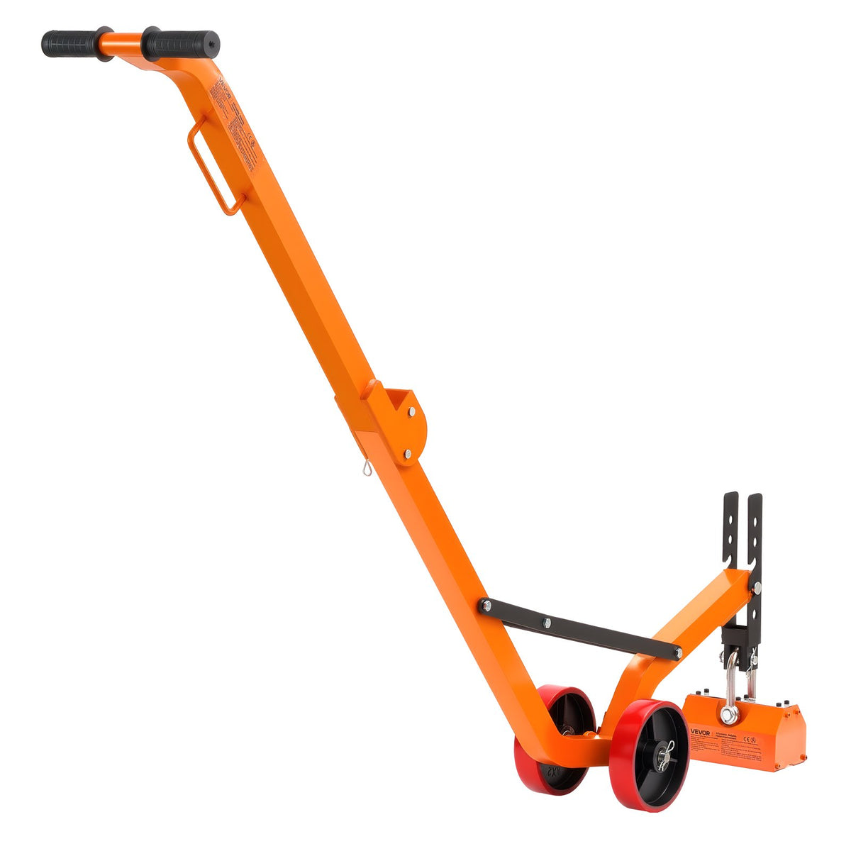 VEVOR Magnetic Manhole Cover Lifter with Wheels 600 kg, Steel Trolley with N42 Neodymium Magnet and Adjustable Handle for Manhole Cover Lifting
