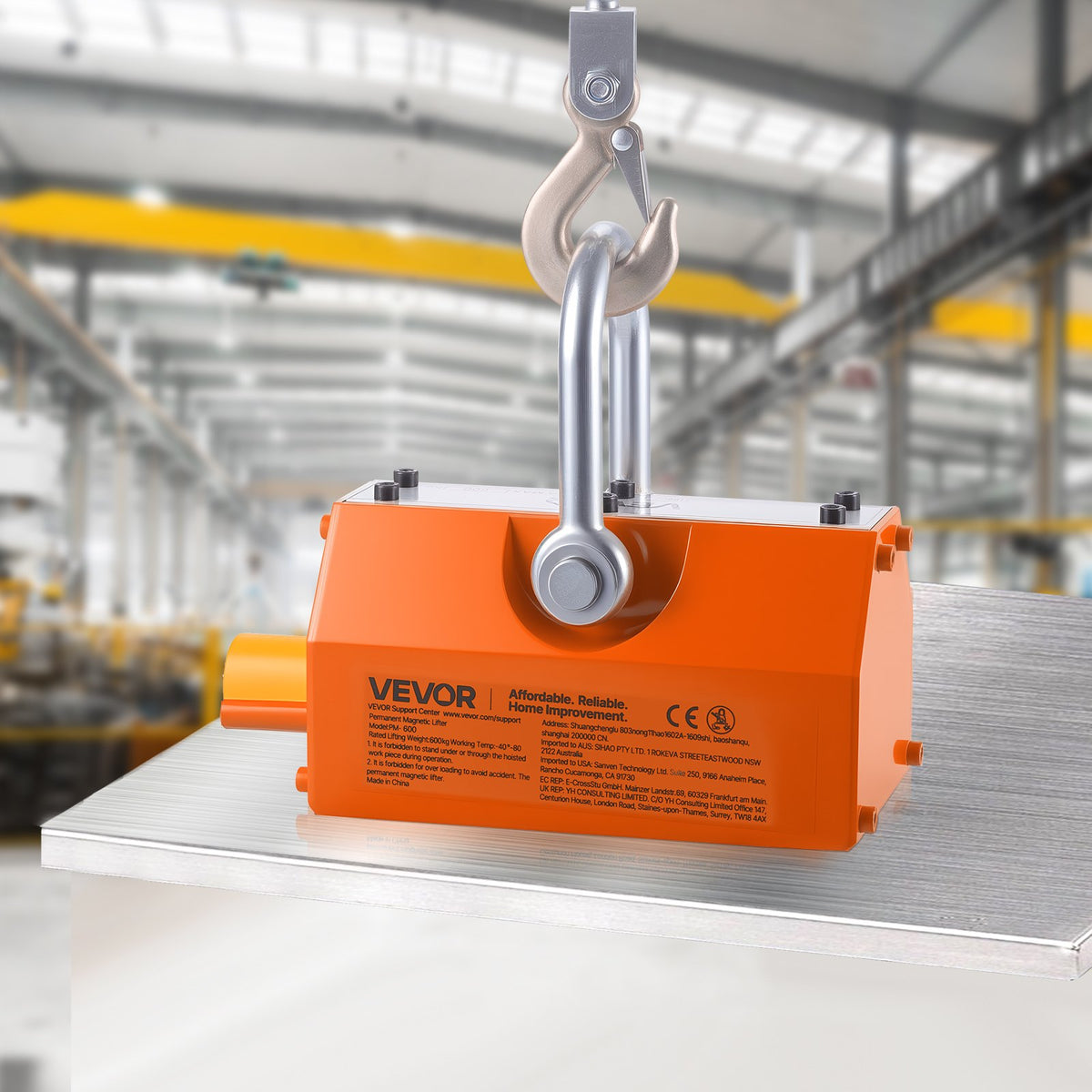 VEVOR Magnetic Manhole Cover Lifter with Wheels 600 kg, Steel Trolley with N42 Neodymium Magnet and Adjustable Handle for Manhole Cover Lifting