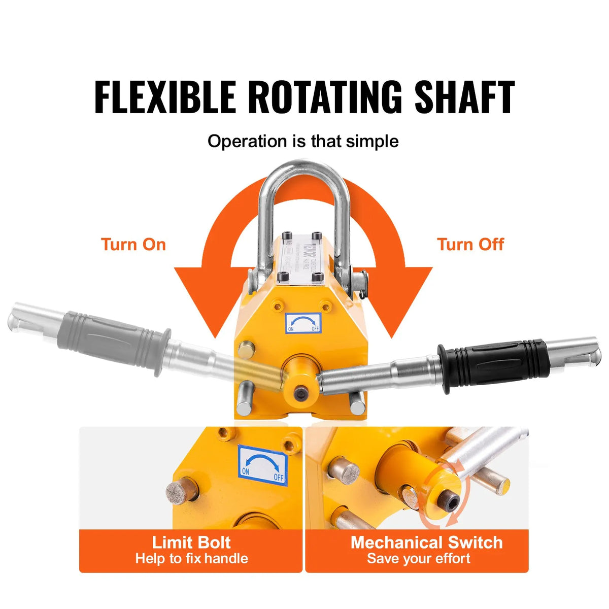 VEVOR Permanent Magnetic Lifter 300 kg, Neodymium Lifting Magnet with Release Mechanism, Magnetic Lifter for Crane and Hoist Steel Blocks and Plates