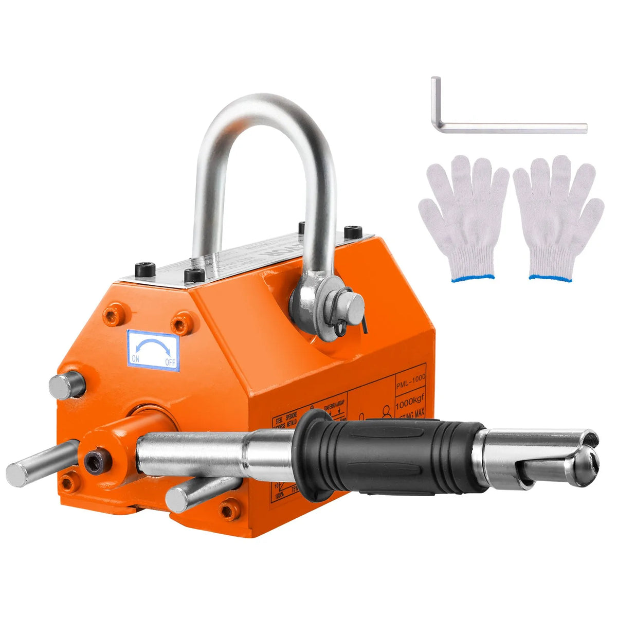 VEVOR Permanent Magnetic Lifter 1000 kg, Neodymium Lifting Magnet with Release Mechanism, Magnetic Lifter for Crane and Hoist Steel Blocks and Plates