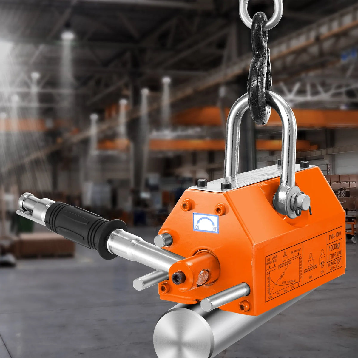 VEVOR Permanent Magnetic Lifter 1000 kg, Neodymium Lifting Magnet with Release Mechanism, Magnetic Lifter for Crane and Hoist Steel Blocks and Plates